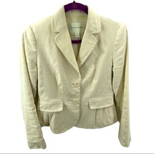 Banana Republic flax blazer coat jacket off white cream stretch 2